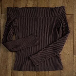 Wilfred Mauve Ribbed Off-Shoulder Blouse